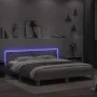 Sonoma gray headboard bed frame and LED lights 200x200 cm by , Beds and slatted bases - Ref: Foro24-3207523, Price: 186,38 €,...