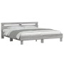 Sonoma gray headboard bed frame and LED lights 200x200 cm by , Beds and slatted bases - Ref: Foro24-3207523, Price: 187,04 €,...