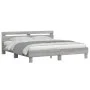 Sonoma gray headboard bed frame and LED lights 200x200 cm by , Beds and slatted bases - Ref: Foro24-3207523, Price: 186,38 €,...