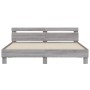 Sonoma gray headboard bed frame and LED lights 200x200 cm by , Beds and slatted bases - Ref: Foro24-3207523, Price: 187,04 €,...
