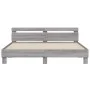 Sonoma gray headboard bed frame and LED lights 200x200 cm by , Beds and slatted bases - Ref: Foro24-3207523, Price: 186,38 €,...