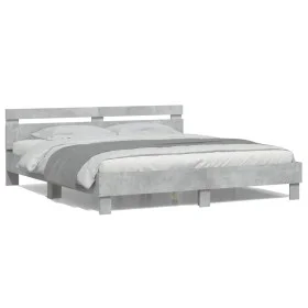 Concrete gray headboard bed frame and LED lights 180x200cm by , Beds and slatted bases - Ref: Foro24-3207528, Price: 163,77 €...