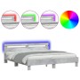 Concrete gray headboard bed frame and LED lights 180x200cm by , Beds and slatted bases - Ref: Foro24-3207528, Price: 166,33 €...