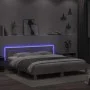 Concrete gray headboard bed frame and LED lights 180x200cm by , Beds and slatted bases - Ref: Foro24-3207528, Price: 163,77 €...