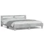 Concrete gray headboard bed frame and LED lights 160x200cm by , Beds and slatted bases - Ref: Foro24-3207535, Price: 155,28 €...