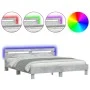 Concrete gray headboard bed frame and LED lights 160x200cm by , Beds and slatted bases - Ref: Foro24-3207535, Price: 155,28 €...
