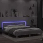 Concrete gray headboard bed frame and LED lights 160x200cm by , Beds and slatted bases - Ref: Foro24-3207535, Price: 155,28 €...