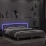 Sonoma gray headboard bed frame and LED lights 160x200 cm by , Beds and slatted bases - Ref: Foro24-3207537, Price: 165,78 €,...