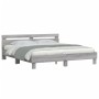 Sonoma gray headboard bed frame and LED lights 160x200 cm by , Beds and slatted bases - Ref: Foro24-3207537, Price: 165,78 €,...