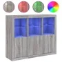 Sideboard with LED Light 3 Pieces Sonoma Gray Engineered Wood by , Sideboards - Ref: Foro24-3209105, Price: 214,91 €, Discoun...