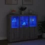 Sideboard with LED Light 3 Pieces Sonoma Gray Engineered Wood by , Sideboards - Ref: Foro24-3209105, Price: 214,91 €, Discoun...