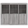 Aparador con luz LED 3 pzas madera de ingeniería gris Sonoma de , Aparadores - Ref: Foro24-3209105, Precio: 217,65 €, Descuen...