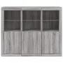 Sideboard with LED Light 3 Pieces Sonoma Gray Engineered Wood by , Sideboards - Ref: Foro24-3209105, Price: 214,91 €, Discoun...