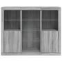Sideboard with LED Light 3 Pieces Sonoma Gray Engineered Wood by , Sideboards - Ref: Foro24-3209126, Price: 206,39 €, Discoun...