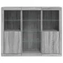 Sideboard with LED Light 3 Pieces Sonoma Gray Engineered Wood by , Sideboards - Ref: Foro24-3209126, Price: 203,38 €, Discoun...