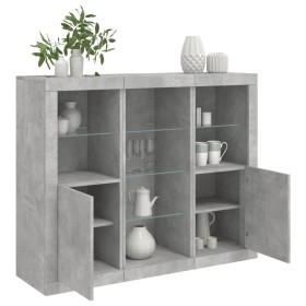 Sideboard mit LED-Licht, 3-teilig, Betongrau, Holzwerkstoff von , Sideboards - Ref: Foro24-3209124, Preis: 209,29 €, Rabatt: %