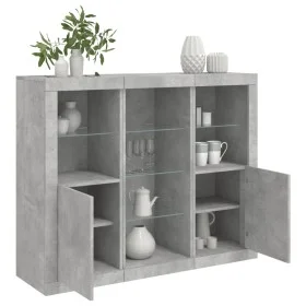 Sideboard with LED light 3 pieces concrete gray engineered wood by , Sideboards - Ref: Foro24-3209124, Price: 204,90 €, Disco...