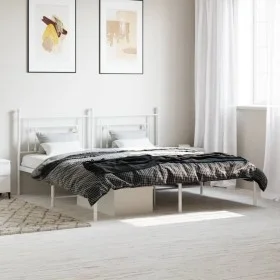 Metal bed frame with white headboard 183x213 cm by , Beds and slatted bases - Ref: Foro24-374393, Price: 96,00 €, Discount: %