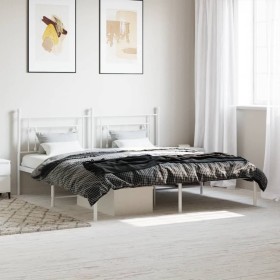 Metallbettgestell mit weißem Kopfteil 183x213 cm von , Betten und Lattenroste - Ref: Foro24-374393, Preis: 97,27 €, Rabatt: %
