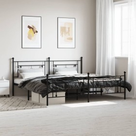 Estructura de cama cabecero y pie de cama metal negro 200x200cm