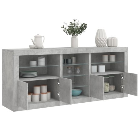 Aparador con luces LED gris hormigón 181,5x37x67 cm de , Aparadores - Ref: Foro24-3209040, Precio: 198,92 €, Descuento: %