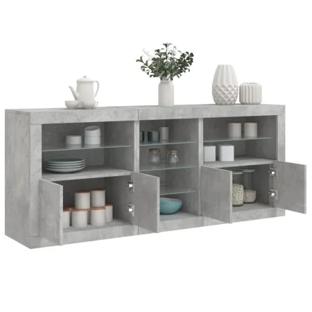 Sideboard with LED lights in concrete gray 181.5x37x67 cm by , Sideboards - Ref: Foro24-3209040, Price: 193,87 €, Discount: %