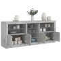 Aparador con luces LED gris hormigón 181,5x37x67 cm de , Aparadores - Ref: Foro24-3209040, Precio: 198,92 €, Descuento: %