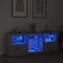 Aparador con luces LED gris hormigón 181,5x37x67 cm de , Aparadores - Ref: Foro24-3209040, Precio: 198,92 €, Descuento: %