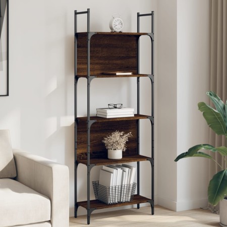 5-shelf oak brown wood bookcase 60.5x24x166.5 cm by , Bookcases and shelves - Ref: Foro24-838867, Price: 52,66 €, Discount: %