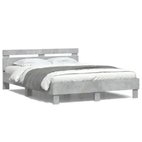 Concrete gray headboard bed frame and LED lights 150x200cm by , Beds and slatted bases - Ref: Foro24-3207542, Price: 138,71 €...