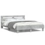 Estructura de cama cabecero y luces LED gris hormigón 150x200cm de , Camas y somieres - Ref: Foro24-3207542, Precio: 145,01 €...