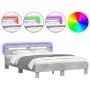Concrete gray headboard bed frame and LED lights 150x200cm by , Beds and slatted bases - Ref: Foro24-3207542, Price: 138,71 €...