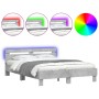 Estructura de cama cabecero y luces LED gris hormigón 150x200cm de , Camas y somieres - Ref: Foro24-3207542, Precio: 145,01 €...