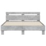 Estructura de cama cabecero y luces LED gris hormigón 150x200cm de , Camas y somieres - Ref: Foro24-3207542, Precio: 145,01 €...