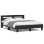 Bed frame with headboard and LED lights black 150x200 cm by , Beds and slatted bases - Ref: Foro24-3207540, Price: 160,22 €, ...