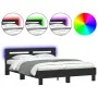 Bed frame with headboard and LED lights black 150x200 cm by , Beds and slatted bases - Ref: Foro24-3207540, Price: 160,22 €, ...