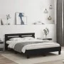 Bed frame with headboard and LED lights black 150x200 cm by , Beds and slatted bases - Ref: Foro24-3207540, Price: 160,22 €, ...