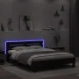 Bed frame with headboard and LED lights black 150x200 cm by , Beds and slatted bases - Ref: Foro24-3207540, Price: 160,22 €, ...