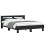 Bed frame with headboard and LED lights black 150x200 cm by , Beds and slatted bases - Ref: Foro24-3207540, Price: 162,70 €, ...