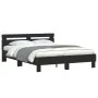 Bed frame with headboard and LED lights black 150x200 cm by , Beds and slatted bases - Ref: Foro24-3207540, Price: 160,22 €, ...
