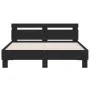Bed frame with headboard and LED lights black 150x200 cm by , Beds and slatted bases - Ref: Foro24-3207540, Price: 160,22 €, ...