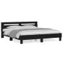 Bed frame with black engineered wood headboard 160x200 cm by , Beds and slatted bases - Ref: Foro24-3207407, Price: 174,42 €,...