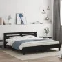 Bed frame with black engineered wood headboard 160x200 cm by , Beds and slatted bases - Ref: Foro24-3207407, Price: 174,42 €,...