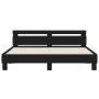 Bed frame with black engineered wood headboard 160x200 cm by , Beds and slatted bases - Ref: Foro24-3207407, Price: 174,42 €,...