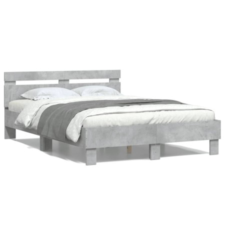 Betongraues Holzwerkstoffbett mit Kopfteil 120x200 cm von , Betten und Lattenroste - Ref: Foro24-3207430, Preis: 131,13 €, Ra...