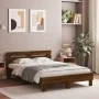 Oak brown engineered wood bed with headboard 135x190 cm by , Beds and slatted bases - Ref: Foro24-3207447, Price: 157,20 €, D...