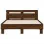 Oak brown engineered wood bed with headboard 135x190 cm by , Beds and slatted bases - Ref: Foro24-3207447, Price: 157,20 €, D...