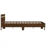 Oak brown engineered wood bed with headboard 135x190 cm by , Beds and slatted bases - Ref: Foro24-3207447, Price: 157,20 €, D...