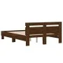 Oak brown engineered wood bed with headboard 135x190 cm by , Beds and slatted bases - Ref: Foro24-3207447, Price: 157,20 €, D...