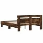 Smoked oak engineered wood bed with headboard 135x190 cm by , Beds and slatted bases - Ref: Foro24-3207445, Price: 134,38 €, ...